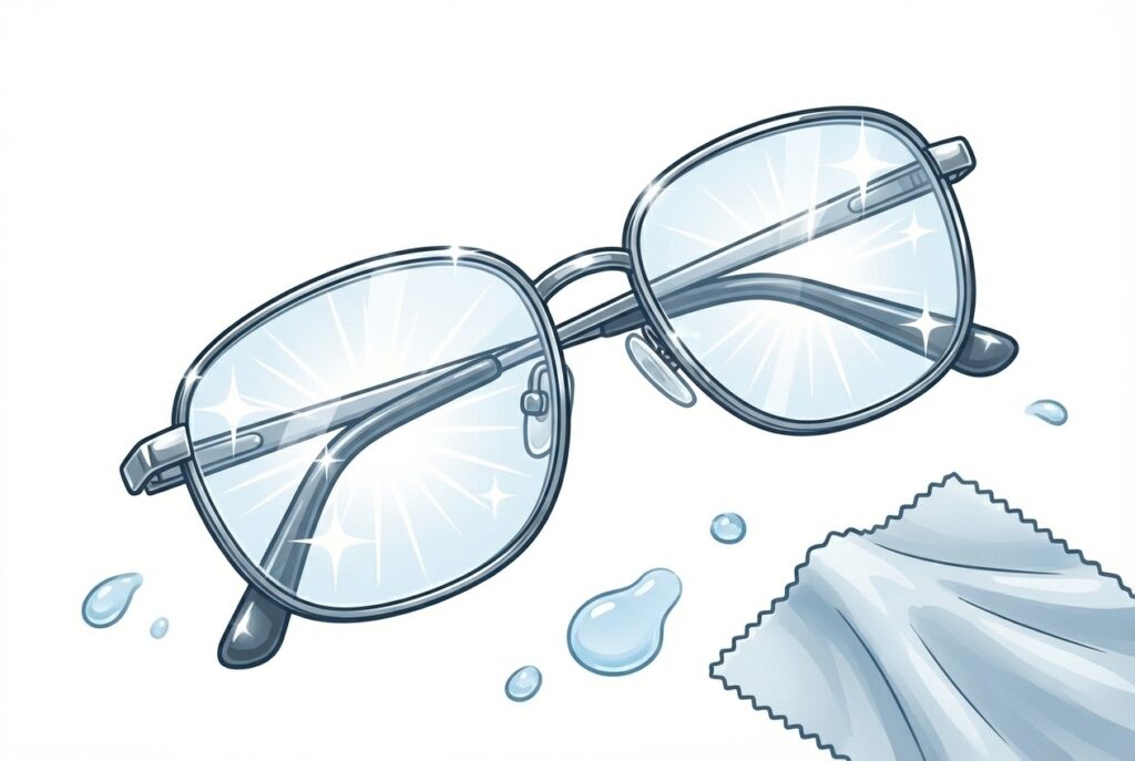 洗われてぴかぴかになった眼鏡